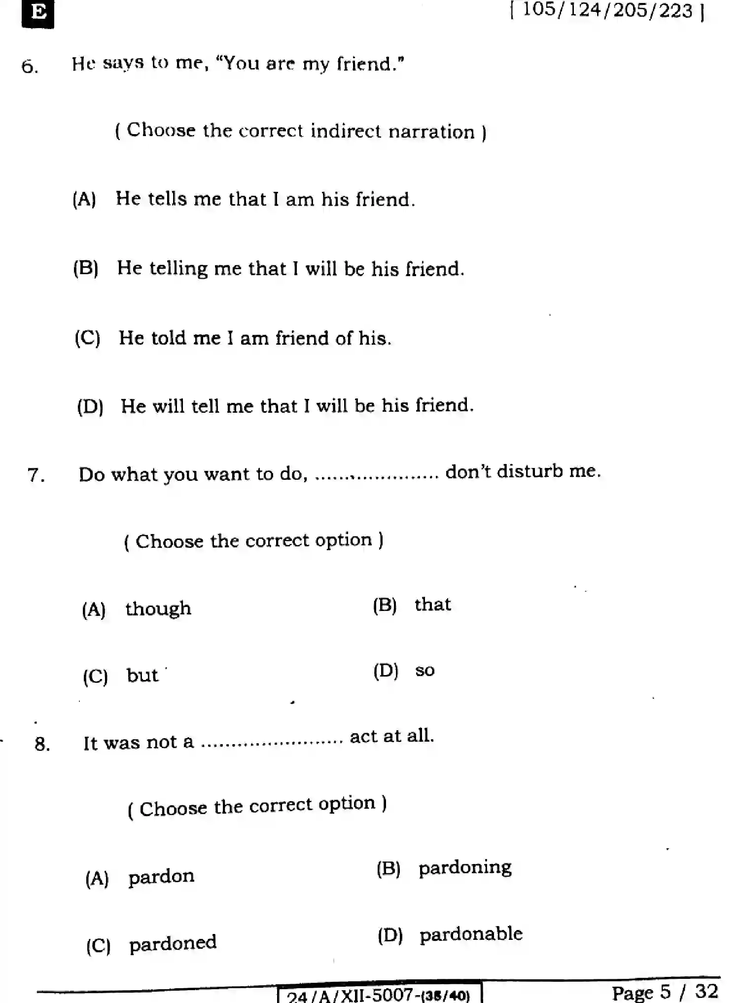 Bihar Board Class 2 2024 ENGLISH-105-SET-E Question Bank - Page 5