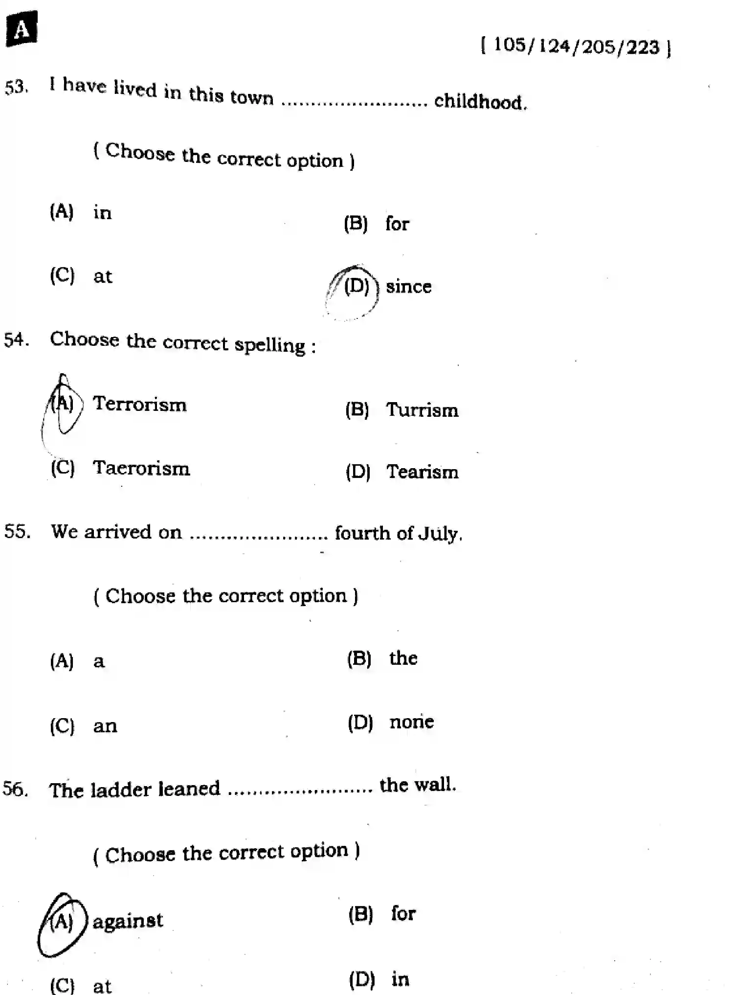 Bihar Board Class 2 2025 ENGLISH-105-124-205-223-SET-A Question Bank - Page 16