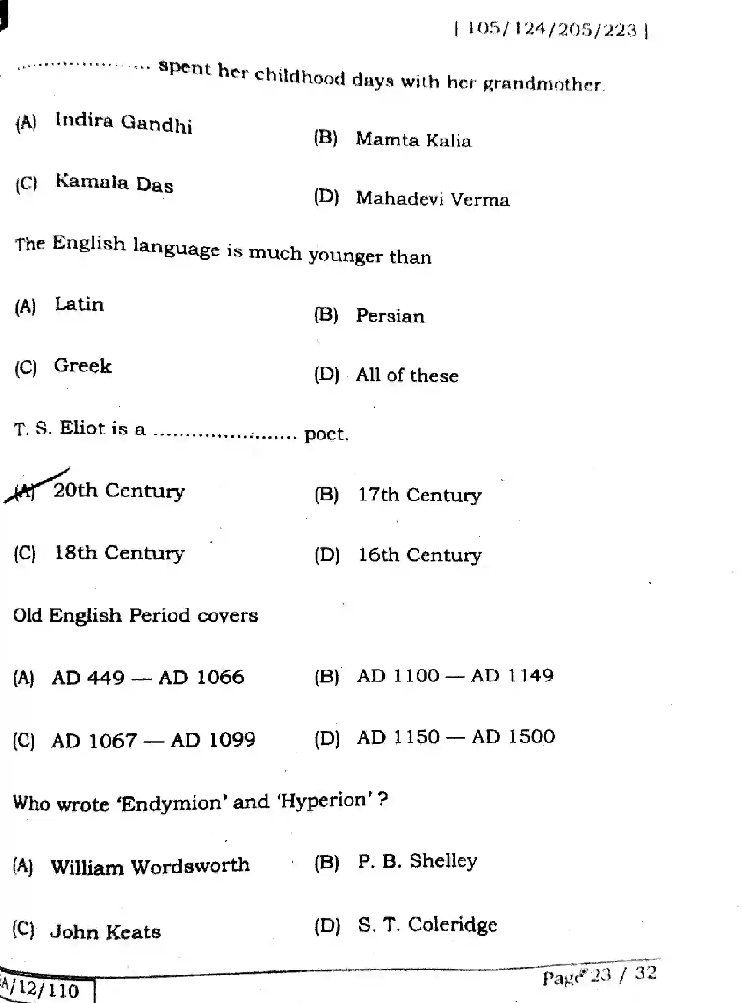 Bihar Board Class 2 2025 ENGLISH-105-124-205-223-SET-A Question Bank - Page 22