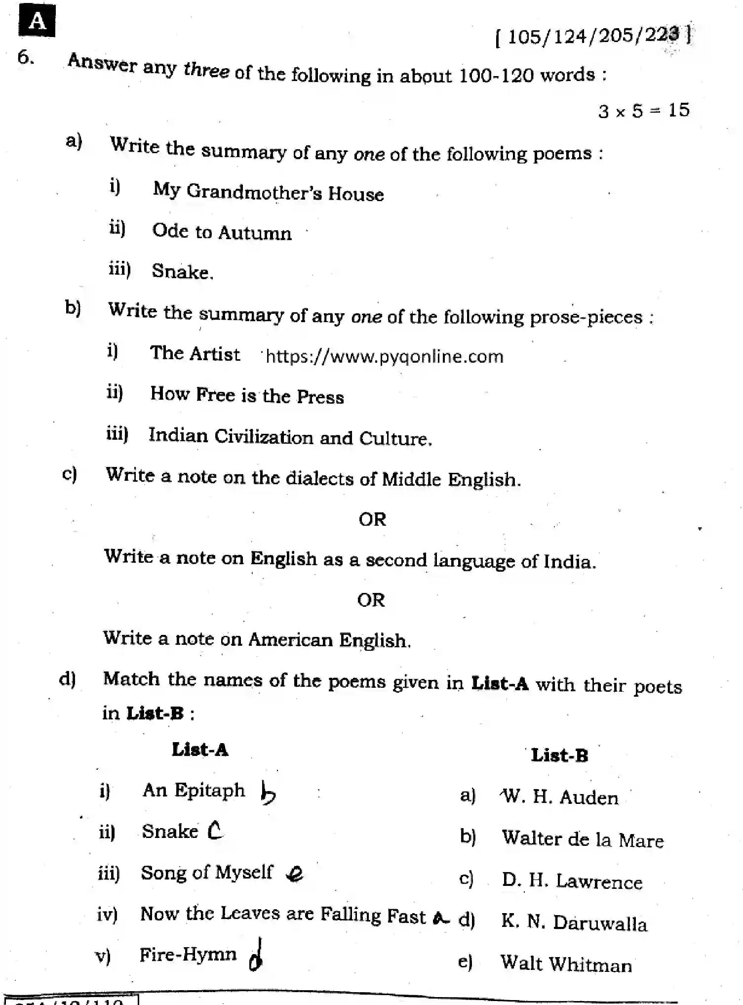 Bihar Board Class 2 2025 ENGLISH-105-124-205-223-SET-A Question Bank - Page 28