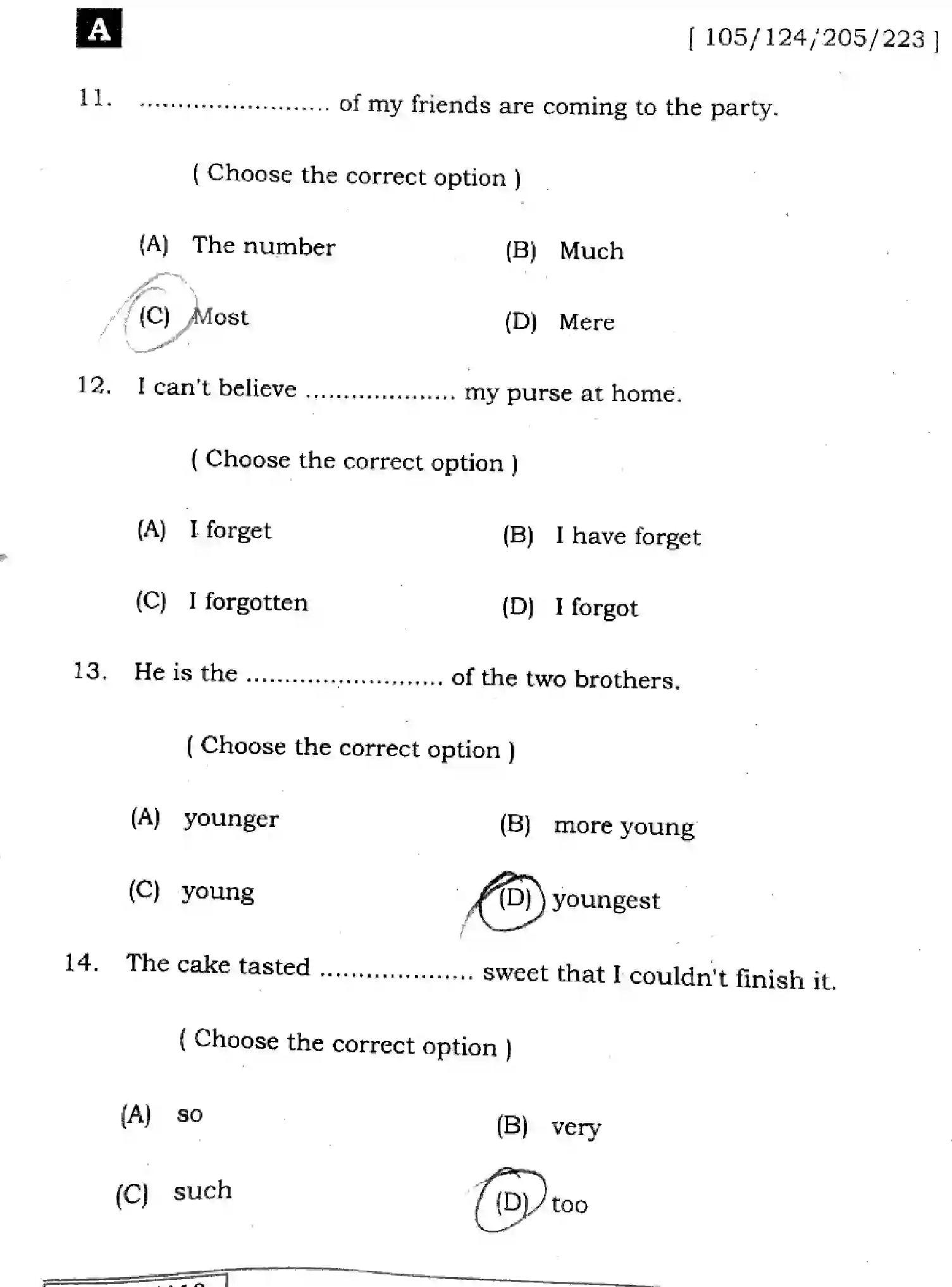 Bihar Board Class 2 2025 ENGLISH-105-124-205-223-SET-A Question Bank - Page 5