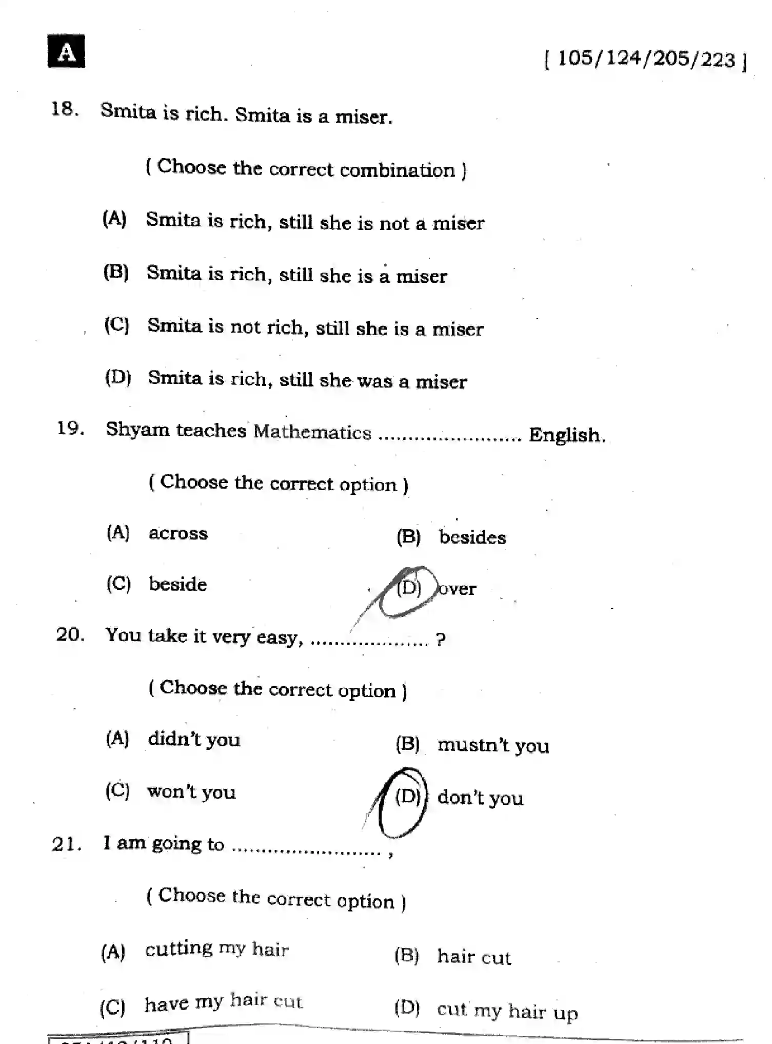 Bihar Board Class 2 2025 ENGLISH-105-124-205-223-SET-A Question Bank - Page 7
