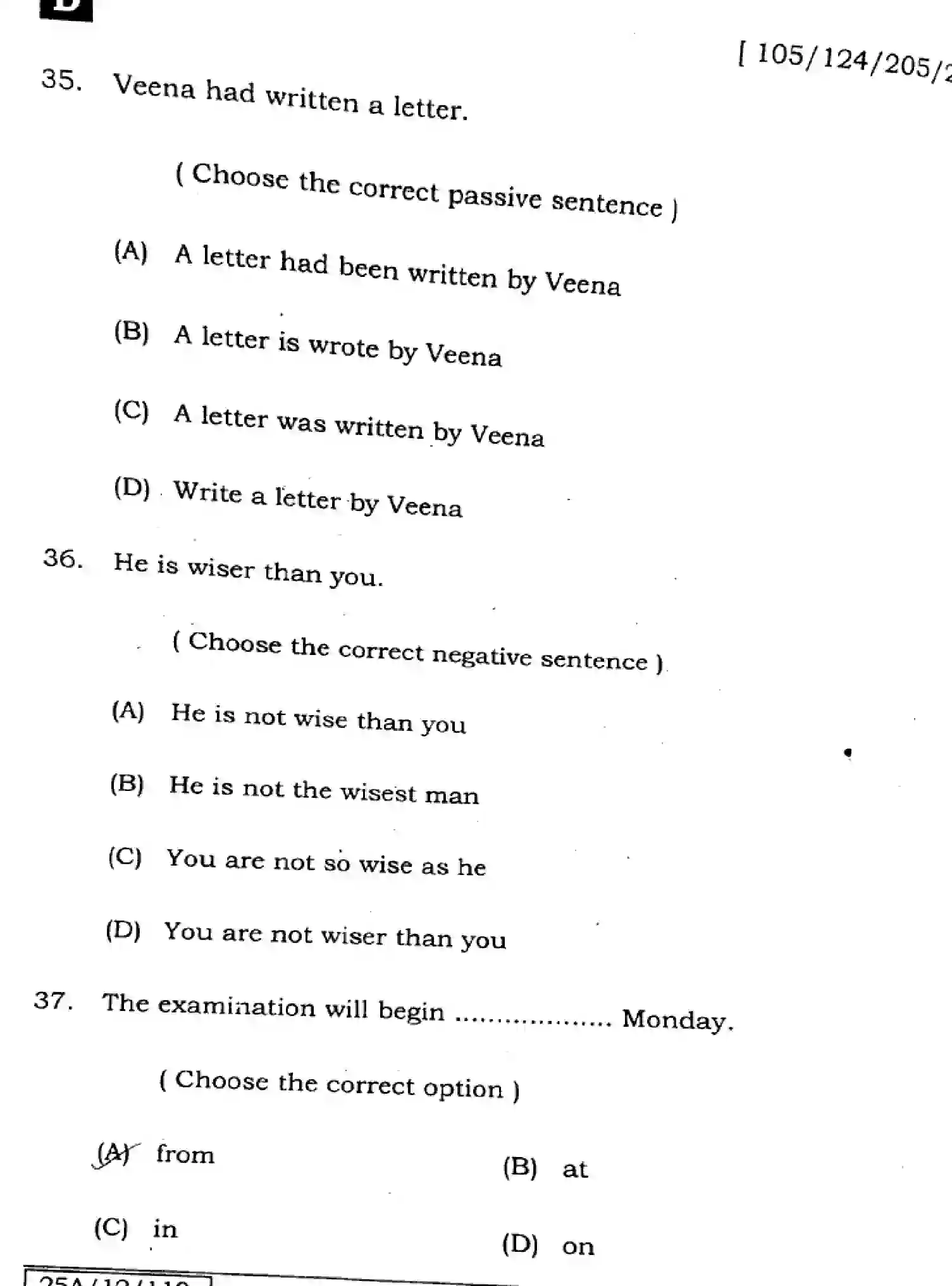 Bihar Board Class 2 2025 ENGLISH-105-124-205-223-SET-D Question Bank - Page 12
