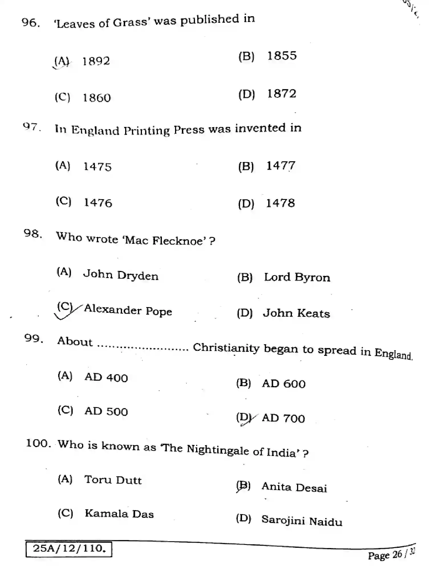 Bihar Board Class 2 2025 ENGLISH-105-124-205-223-SET-D Question Bank - Page 26