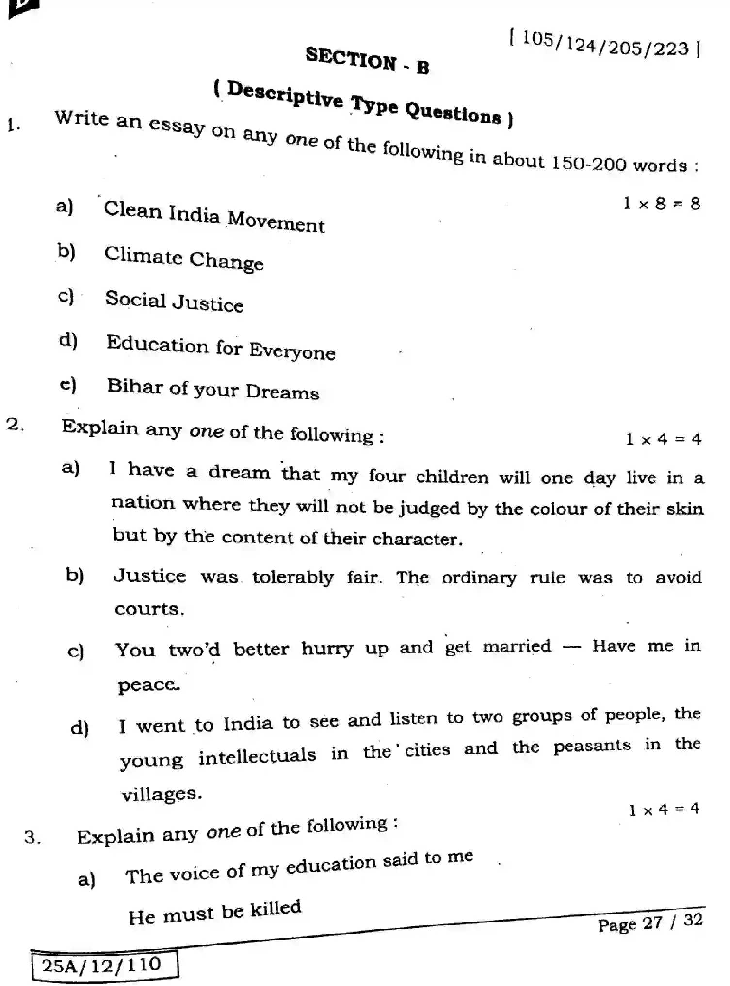 Bihar Board Class 2 2025 ENGLISH-105-124-205-223-SET-D Question Bank - Page 27
