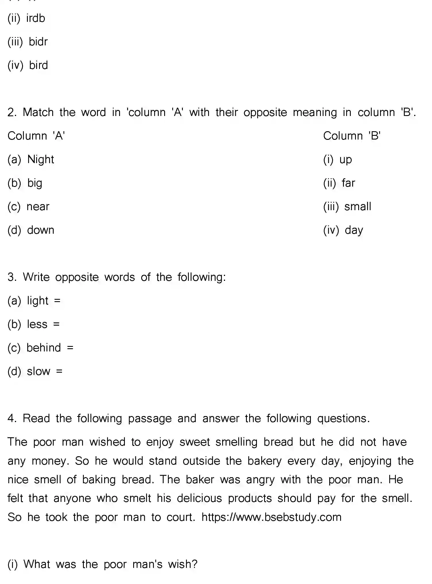 Bihar Board Class 5 2022 HY-ENGLISH-081222 Half Yearly - Page 2