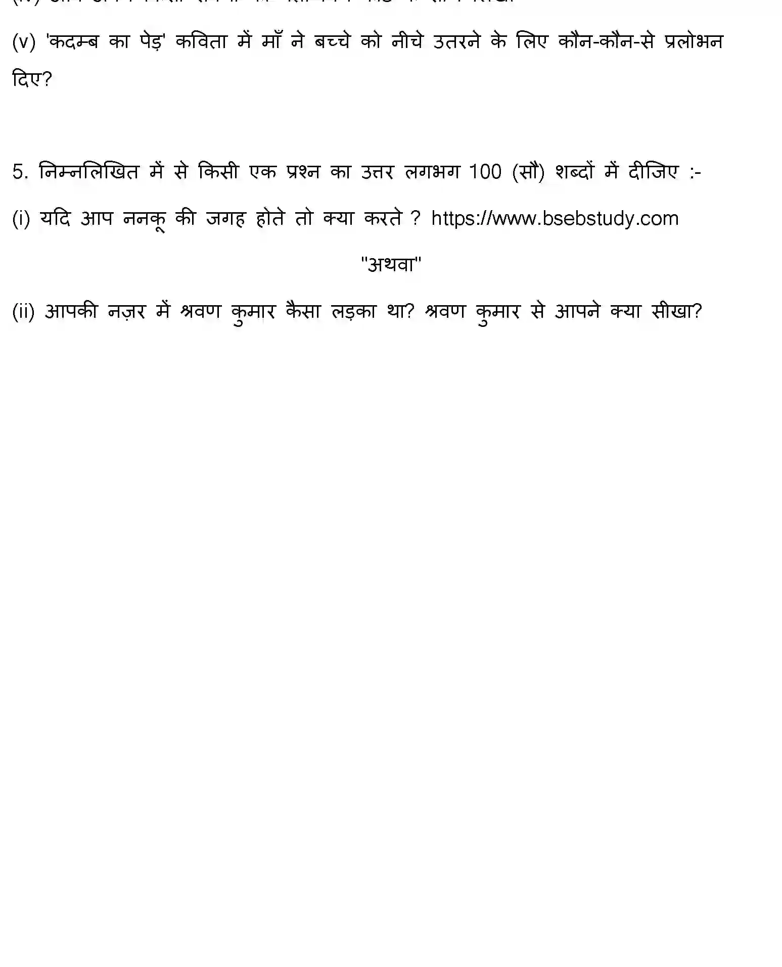 Bihar Board Class 5 2022 HY-HINDI-170123 Half Yearly - Page 3