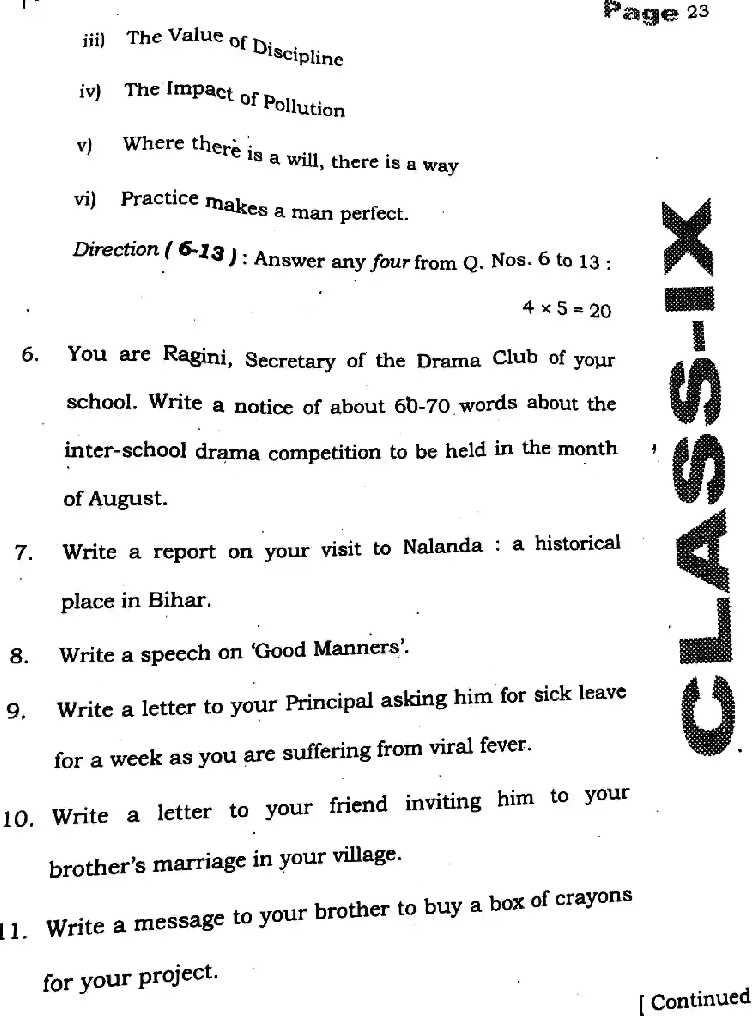 Bihar Board Class 9 2025 HY-ENGLISH-113-SEP Half Yearly - Page 23